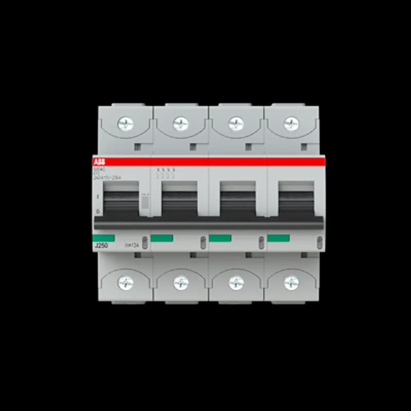 The S804S-K13 is a 4-pole High Performance Circuit breaker with K-Characteristic, with cage terminal and a rated current of 6 A. It is a current limiting device with a maximum breaking capacity of 50kA at 240/415V. It can be used for voltages up to 400/690V and in DC as well. It has two different tripping mechanisms, the thermal tripping mechanism for overload protection and the electromechanic tripping mechanism for short circuit protection. The S804S-K13 complies with IEC/EN 60898-1 and IEC/EN 60947-2 and allows the use for residential, commercial and industrial applications. It has numerous of approvals, therefore it can be used worldwide. The extensive range of accessory makes the use of S804S-K13 more comfortable. Due to the fast arc extinction of S804S-K13 your application will be secured.