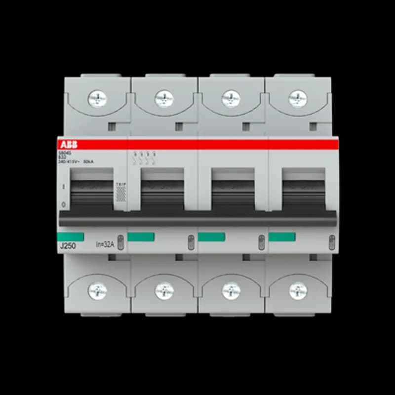 The S804S-B32 is a 4-pole High Performance Circuit breaker with B-characteristic, with cage terminal and a rated current of 32 A. It is a current limiting device with a maximum breaking capacity of 50kA at 240/415V. It can be used for voltages up to 400/690V and in DC as well. It has two different tripping mechanisms, the thermal tripping mechanism for overload protection and the electromechanic tripping mechanism for short circuit protection. The S804S-B32 complies with IEC/EN 60898-1 and IEC/EN 60947-2 and allows the use for residential, commercial and industrial applications. It has numerous of approvals, therefore it can be used worldwide. The extensive range of accessory makes the use of S804S-B32 more comfortable. Due to the fast arc extinction of S804S-B32 your application will be secured.
