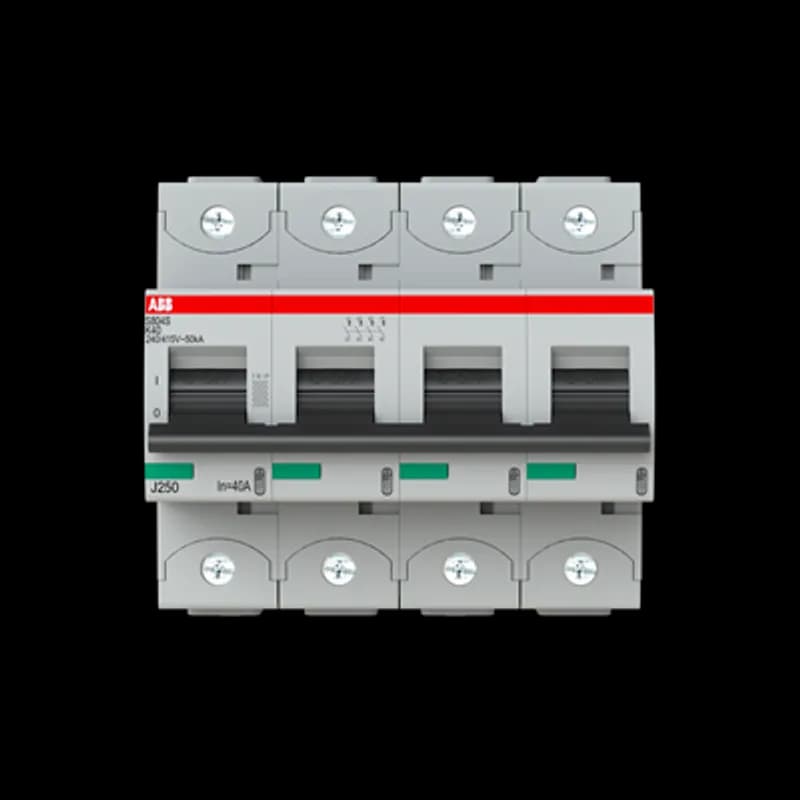 The S804S-K40 is a 4-pole High Performance Circuit breaker with K-Characteristic, with cage terminal and a rated current of 40 A. It is a current limiting device with a maximum breaking capacity of 50kA at 240/415V. It can be used for voltages up to 400/690V and in DC as well. It has two different tripping mechanisms, the thermal tripping mechanism for overload protection and the electromechanic tripping mechanism for short circuit protection. The S804S-K40 complies with IEC/EN 60898-1 and IEC/EN 60947-2 and allows the use for residential, commercial and industrial applications. It has numerous of approvals, therefore it can be used worldwide. The extensive range of accessory makes the use of S804S-K40 more comfortable. Due to the fast arc extinction of S804S-K40 your application will be secured.