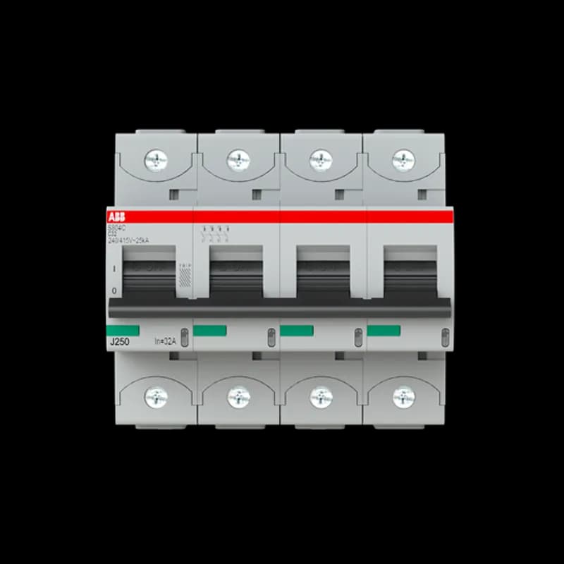The S804C-C32 is a 4-pole High Performance Circuit breaker with C-characteristic, with cage terminal and a rated current of 32 A. It is a current limiting device with a maximum breaking capacity of 25kA at 240/415V. It can be used for voltages up to 254/440V and in DC as well. It has two different tripping mechanisms, the thermal tripping mechanism for overload protection and the electromechanic tripping mechanism for short circuit protection. The S804C-C32 complies with IEC/EN 60898-1 and IEC/EN 60947-2 and allows the use for residential, commercial and industrial applications. It has numerous of approvals, therefore it can be used worldwide. The extensive range of accessory makes the use of S804C-C32 more comfortable. Due to the fast arc extinction of S804C-C32 your application will be secured.