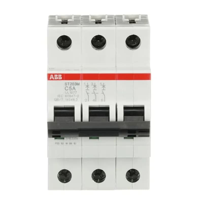 ST203M-C5 Miniature Circuit Breaker ST203M-C5 Miniature Circuit Breaker C-Char., 10kA, 5A, 3P