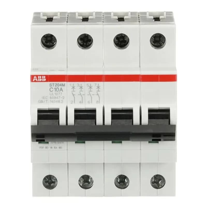 ST204M-C10 Miniature Circuit Breaker ST204M-C10 Miniature Circuit Breaker C-Char., 10kA, 10A, 4P