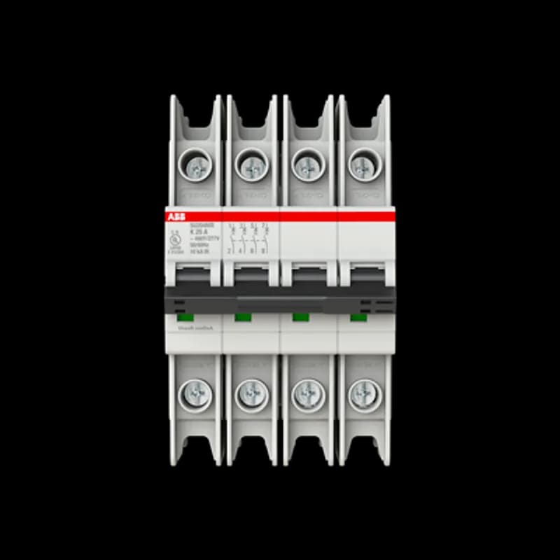 SU204MR-K25 MCB K-Char., 10kA, 25A, 4P, RTT UL 489, Ring Cable Lug
