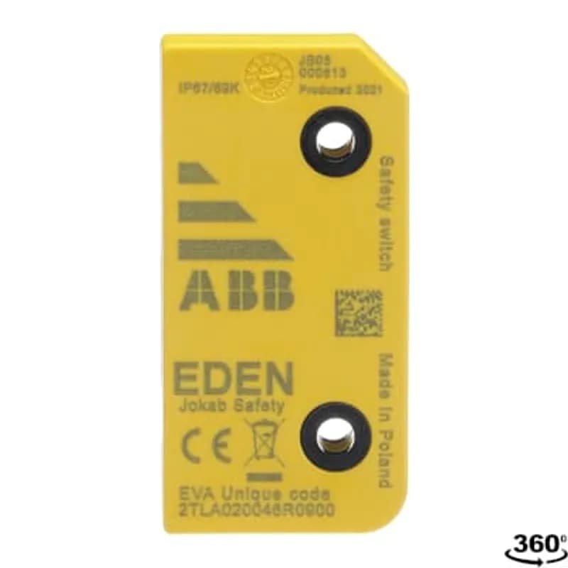 ABB - Electrification 2TLA020046R0900 - Eva actuator with unique code for use with Adam DYN/OSSD sensors in the Eden sensor system, IP69K, yellow, 4pcs of DA 2B spacer rings are included.