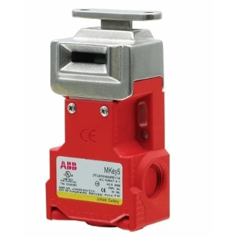 Mechanical Safety interlock switch, rugged polyester housing and stainless steel head, 12N holding force. 2NC+1NO (actuator inserted). 3x 1/2NPT conduit entries. Delivered with plastic flex key.