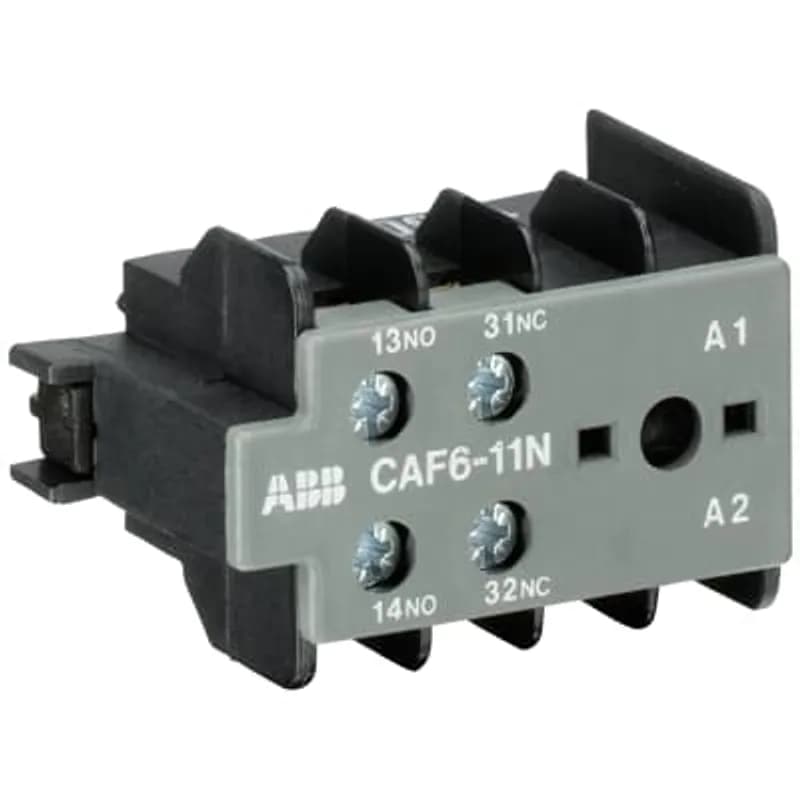 The CAF6-11N is an auxiliary contact for front mounting with 2 auxiliary contact and screw terminals.