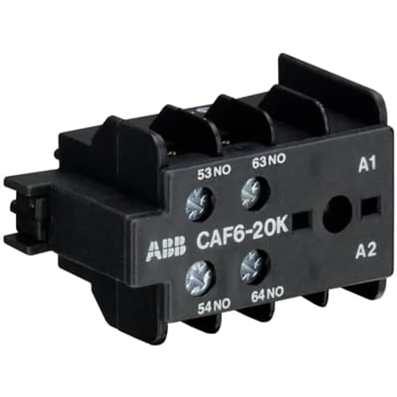 The CAF6-20K is an auxiliary contact for front mounting with 2 auxiliary contact and screw terminals.
