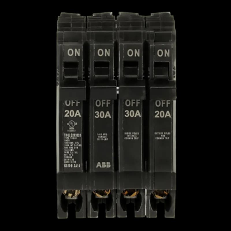 ABB - Electrification THQLQ203020 - Same panel space, twice the circuits. Tandems and Quads are code compliant and compatibile with new and existing single phase ABB and GE by ABB PowerMark™ load centers with or without wing stabs.