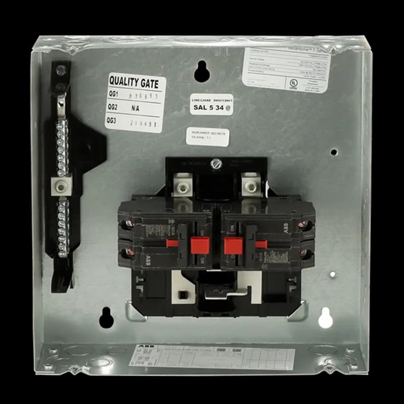 ReliaHome generator panels maintain power to such critical circuits as those for furnace, pump, refrigerator, and lights. It features a connected dual breaker mechanism that ensures that only one source is active at a time. Generator panels ensure safety and convenience when using a generator; with a 14,000 peak wattage, 11,520 continuous load, and 48 amps at 240 volts. The TMQ860FCUGEN features a main breaker, spaces for 8, 1" breakers, a 60A main bus ampere, a copper bus, and a flush enclosure.