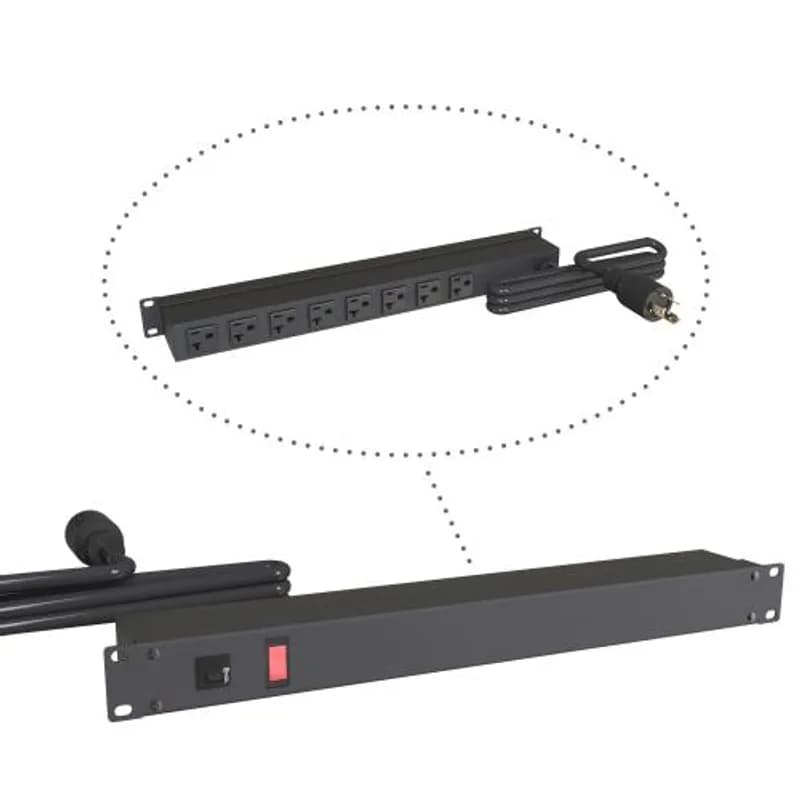 20A RACK MOUNT, 8 REC ON REAR