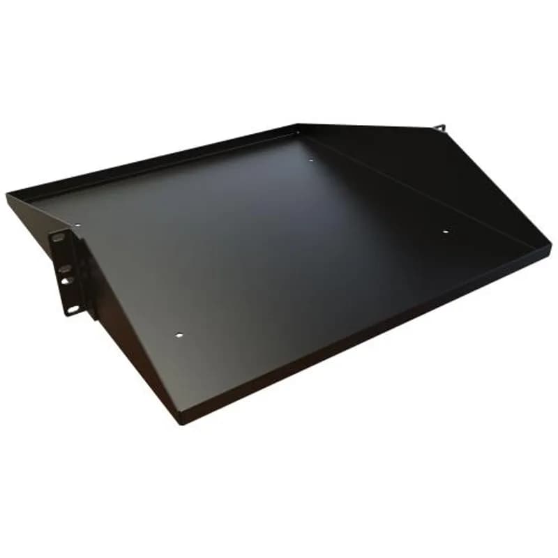 2U 18in Depth Solid Centered Rack Shelf - Black - 200 lbs rated