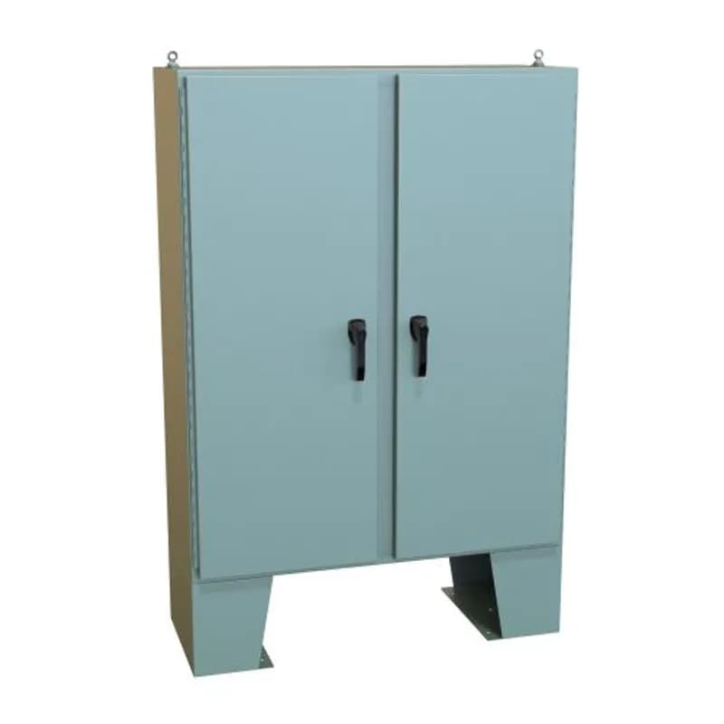 N4 3-pt Dbl Door Floormount Encl w/panel - 60 x 48 x 18 - Steel/Gray