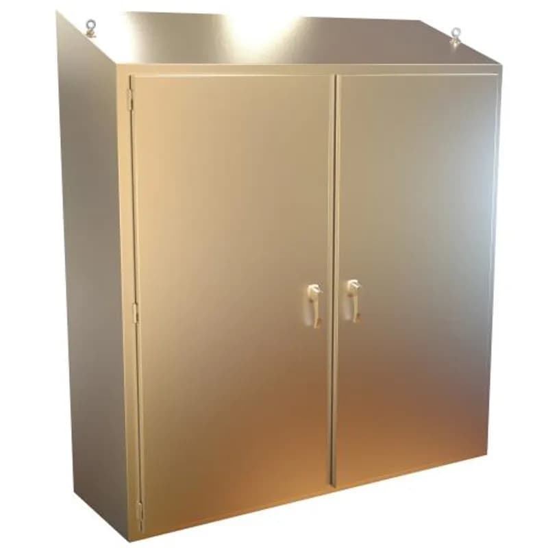 N4X Slope Top 2 Door Freestanding Encl w/panel - 74 x 75 x 24 - 304SS