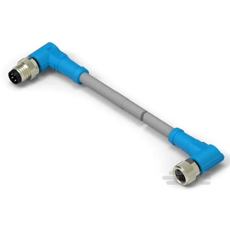 M8/M12 Cable Assemblies, Sensor/Actuator, 4 Position, A Keying Code, M8 Plug, M8 Socket, M8, Right Angle Connector Orientation (End A), M8 Connector