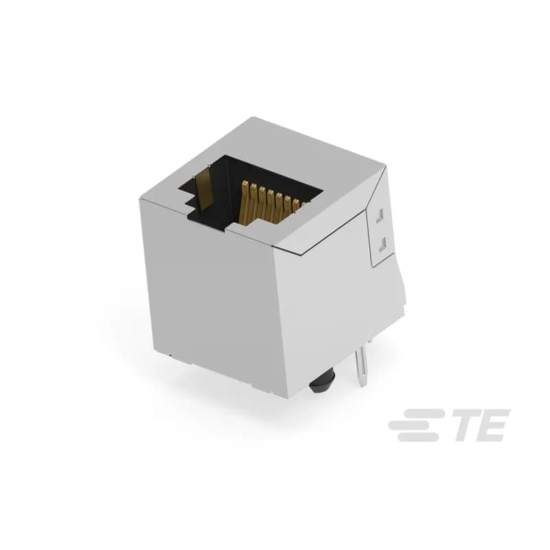 TE Connectivity 133183-E - RJ45 Connector, Single Port, 1 x 1, Jack, Shielded, None, 8 Position, Standard Profile, Through Hole - Solder, Vertical, Top Entry, None