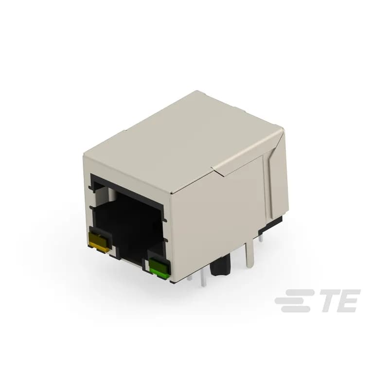 TE Connectivity 203191-E - RJ45 Connector, Single Port, 1 x 1, Jack, Shielded, Standard - Latch Down, 8 Position, Standard Profile, Through Hole - Solder, Right Angle