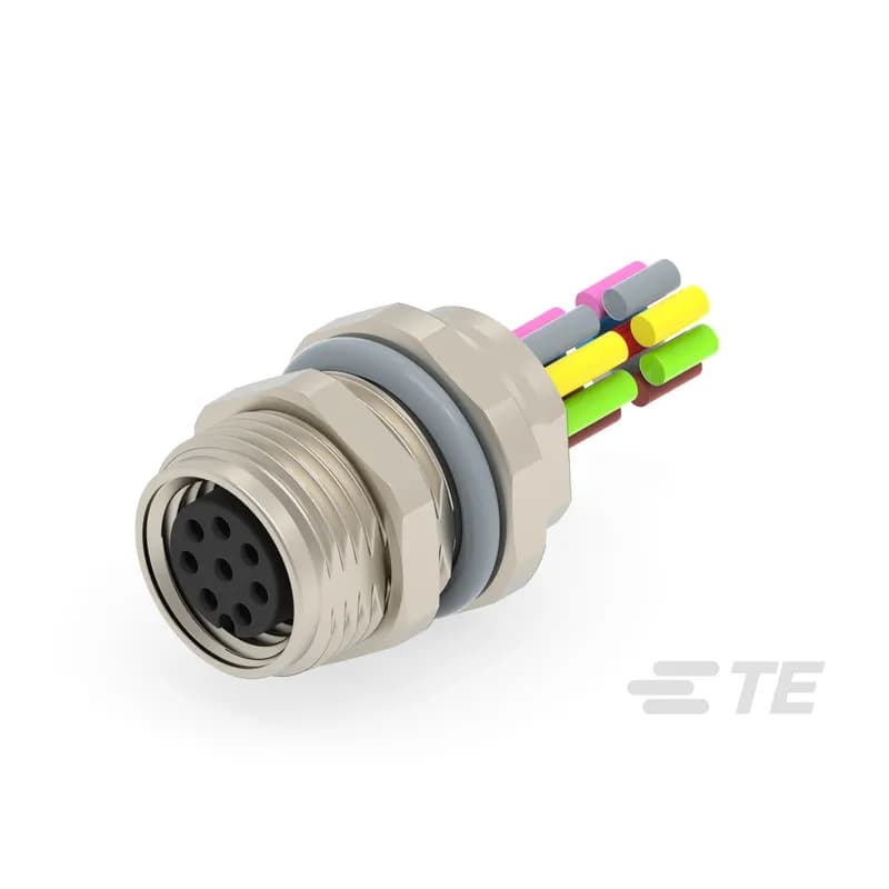 8 Position Circular Connector, Wire-to-Panel, Sealable, Wire & Cable, Signal, Panel Mount, Reverse Gender, Nickel, Copper Alloy, A Code, M8 Connector