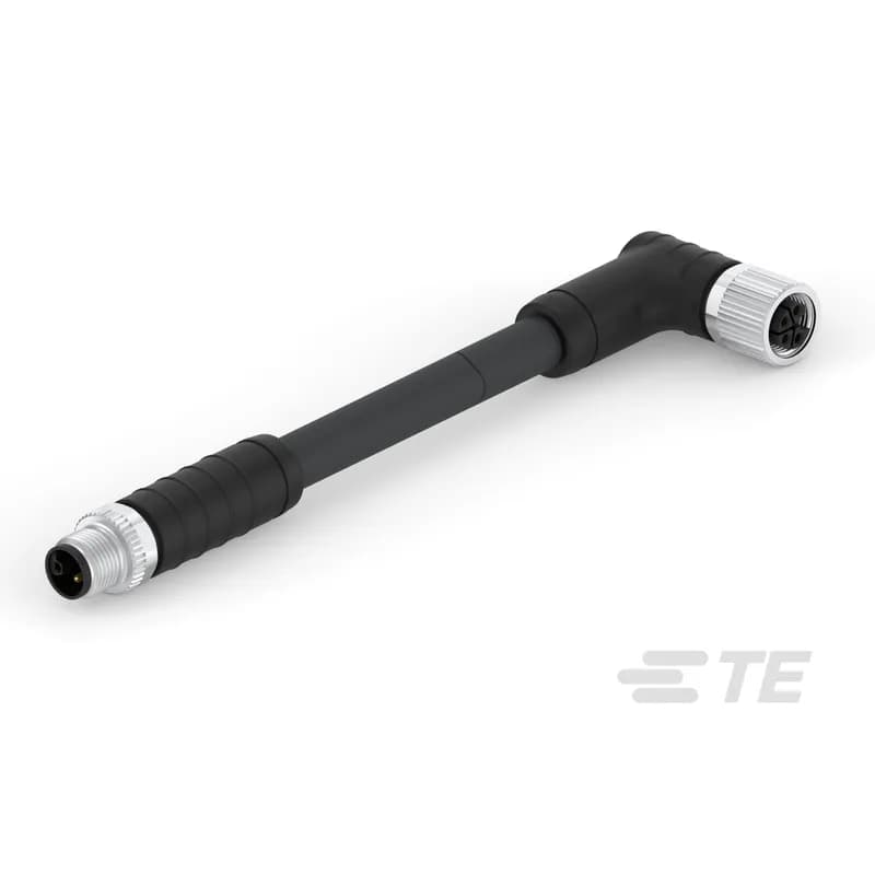 M12 Cable Assembly, 4 Position, .5 m, Power, PROFINET, L Code, M12 Plug End A, M12 Socket End B, Double Ended, Nylon