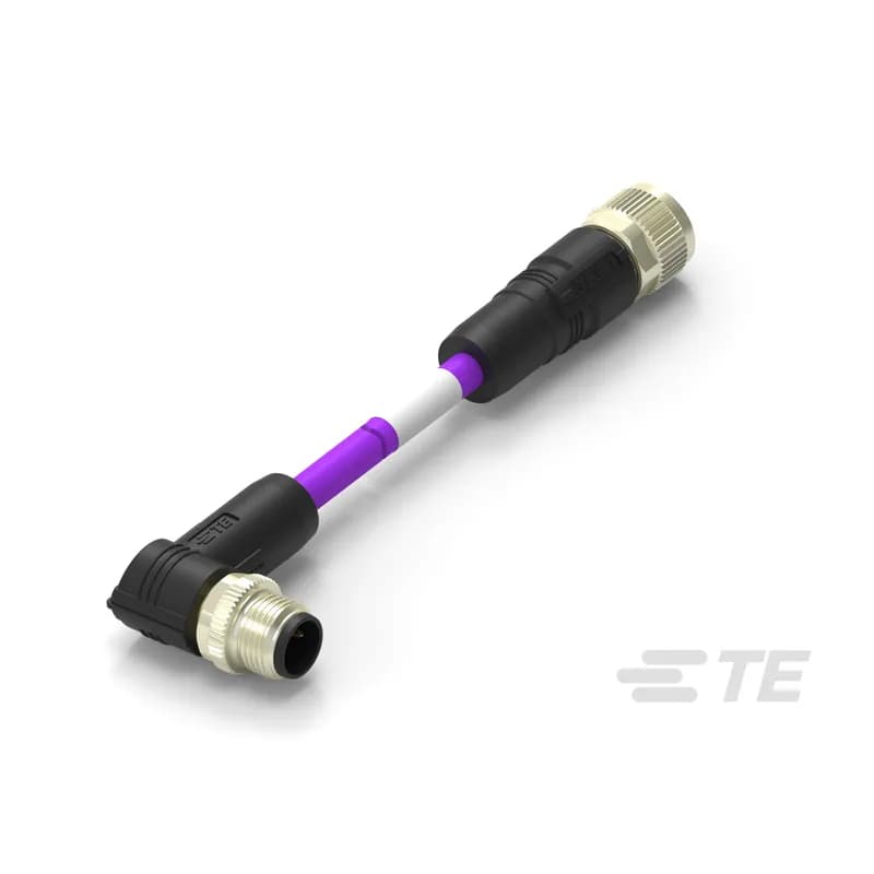 M12 Cable Assembly, 2 Position, 1 m, Industrial Fieldbus, PROFIBUS, B Code, M12 Plug End A, M12 Socket End B, Shielded, Double Ended, PA66+25GF