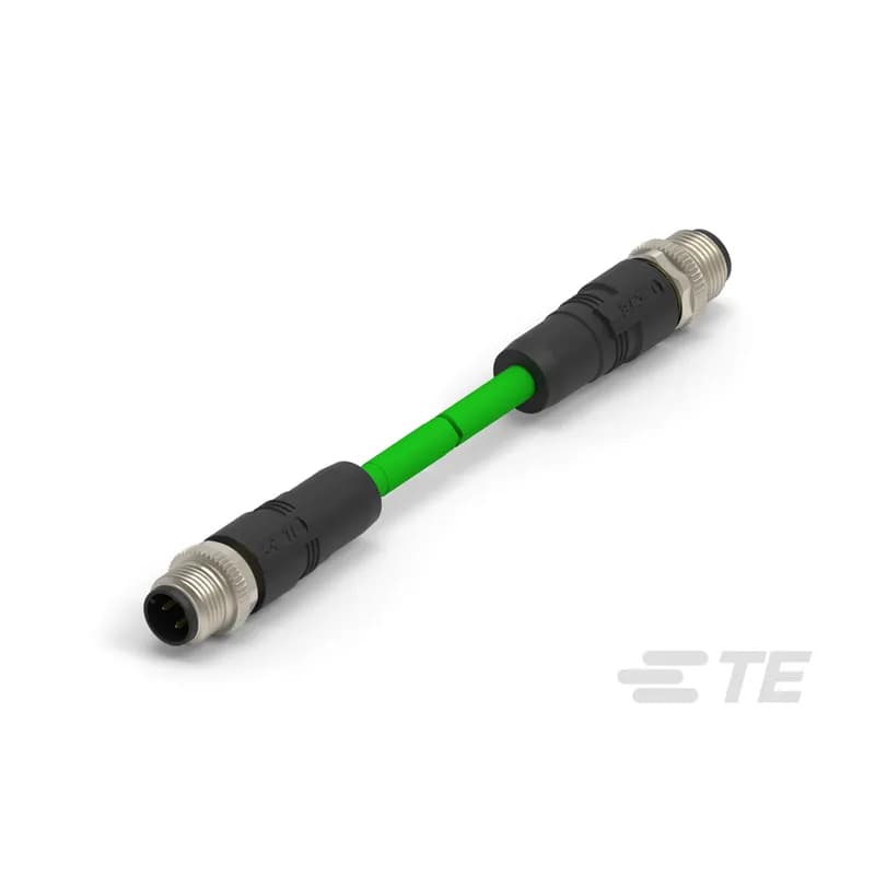 TE Connectivity TAD14745101-007 - M12 Cable Assembly, 4 Position, 10 m, Industrial Ethernet, PROFINET, D Code, M12 Plug End A, M12 Plug End B, Shielded, Double Ended, PA66+25GF