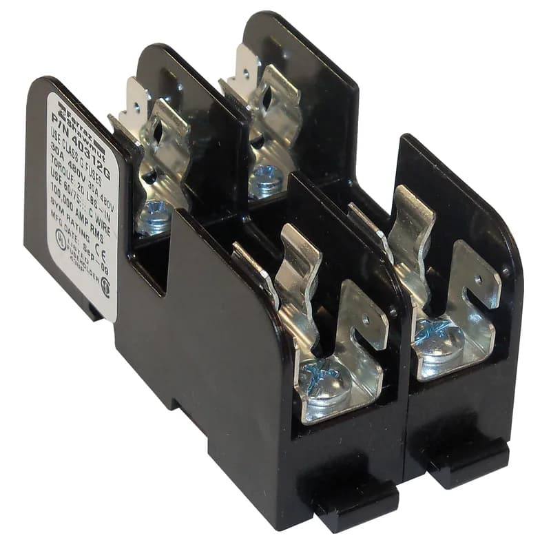 Fuse Block 480VAC 480VDC Class G 30A 2-Pole Screw with Reinforced Clip