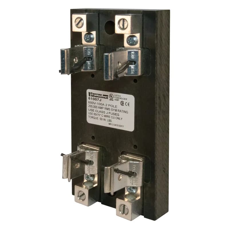 Fuse Block 600VAC 600VDC Class J 100A 2-Pole Box with Reinforced Clip
