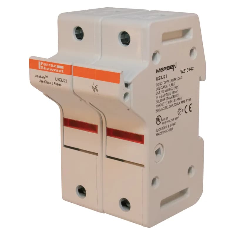 Fuse Holder UltraSafe™ 600VAC 600VDC Class J 30A 2-Pole LED Pressure Plate IP65