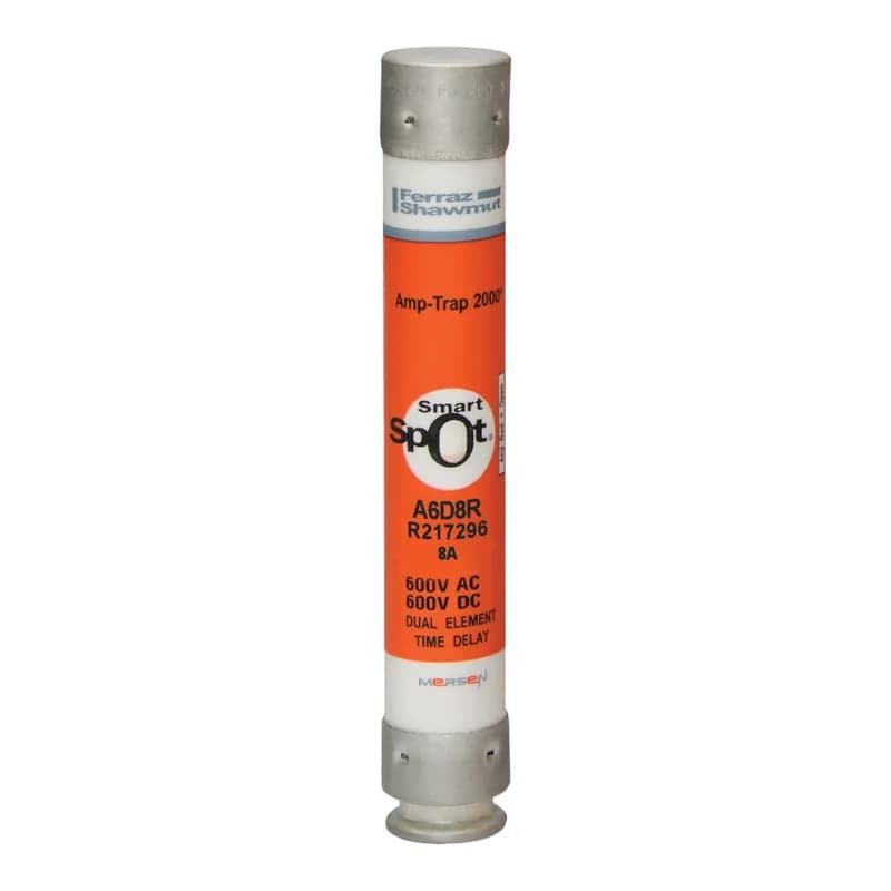 Fuse A6D-R - Class RK1 - Time-Delay 600VAC 600VDC 8A Ferrule SmartSpot® Amp-Trap 2000®