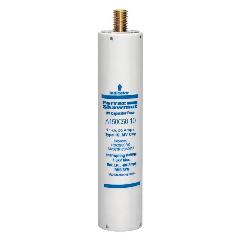 Medium Voltage Capacitor Fuse 1500VAC 50A Male To Female Stud Visual Indicator Amp-Trap®