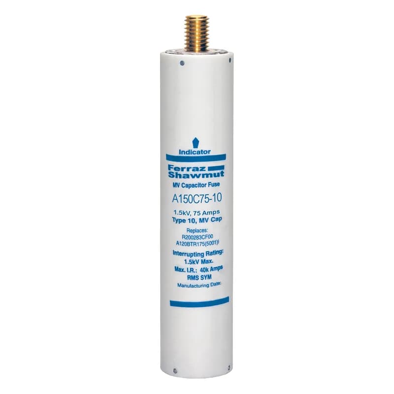 Medium Voltage Capacitor Fuse 1500VAC 75A Male To Female Stud Visual Indicator Amp-Trap®