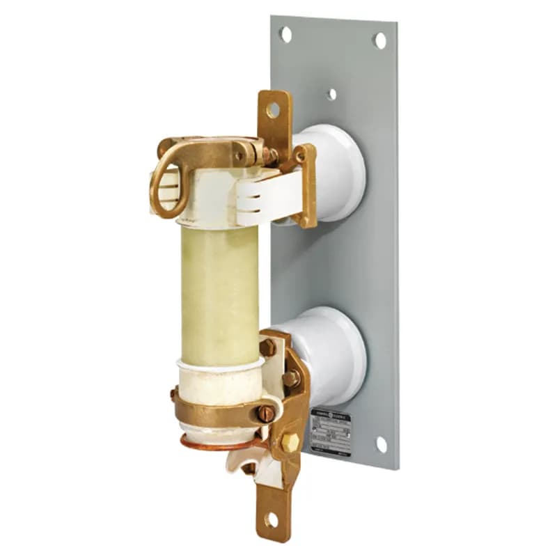 Fuse supports, non-disconnecting, are used primarily in potential transformer circuits, or where there is some other disconnecting or isolating device in series with the fuse in the circuit. Disconnecting switch devices have the additional feature of serving to isolate the equipment they protect. It should be noted that disconnecting switches are not load-breaking devices, therefore, the circuit must be open prior to the fuse disconnection. Select either a fuse support or a disconnecting switch for each fuse. Fuse supports and disconnecting switches include live parts for both ends. Both fuse supports and fuse disconnect switches can be mounted vertically or horizontally. The type EK are used for indoor installations while the type EKO are used outdoors. 15500 Volts EK-3D AGJ series.