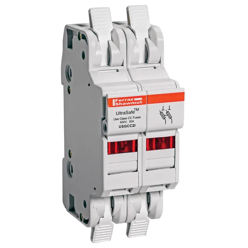 Fuse Holder UltraSafe™ 600VAC 600VDC Class CC 30A 2-Pole LED Cage Clamp IP20