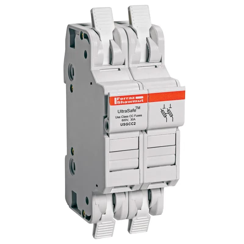 Fuse Holder UltraSafe™ 600VAC 600VDC Class CC 30A 2-Pole Cage Clamp IP20
