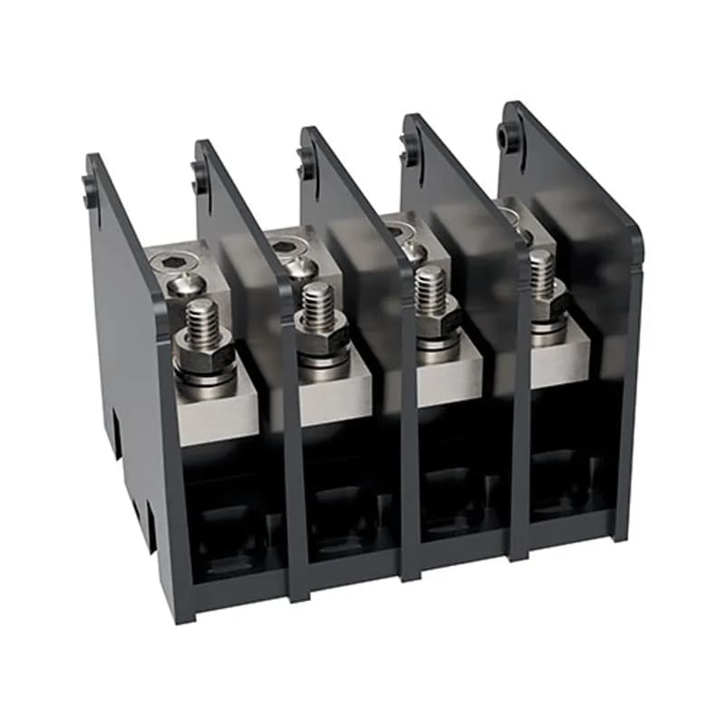 Open-Style PDB UL 1953 1000V 135A Tin-plated Aluminum - 175A 4-Pole 1 - 1 openings; 2/0-#14 --- 1/4-20 x 5/8 Box to Stud