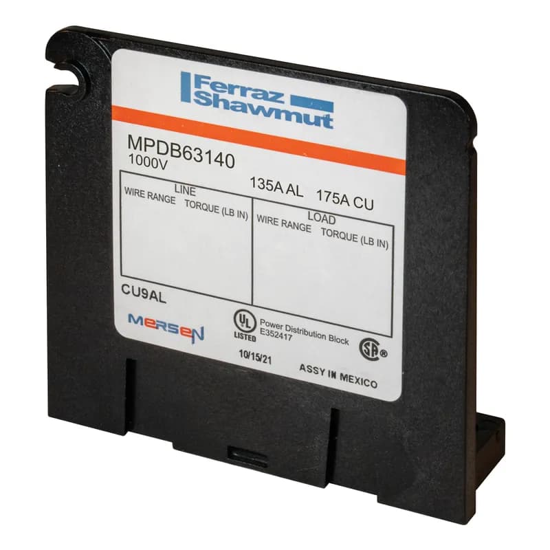 Open-Style PDB UL 1953 1000V 135A Tin-plated Aluminum - 175A Adder 1 - 1 openings; 2/0-#14 --- 1/4-20 x 5/8 Box to Stud