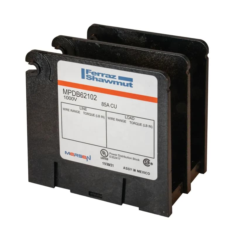 Open-Style PDB UL 1953 1000V Tin-plated Copper - 85A 2-Pole 1 - 1 openings; #4-#14 --- #4-#14 Box to Box