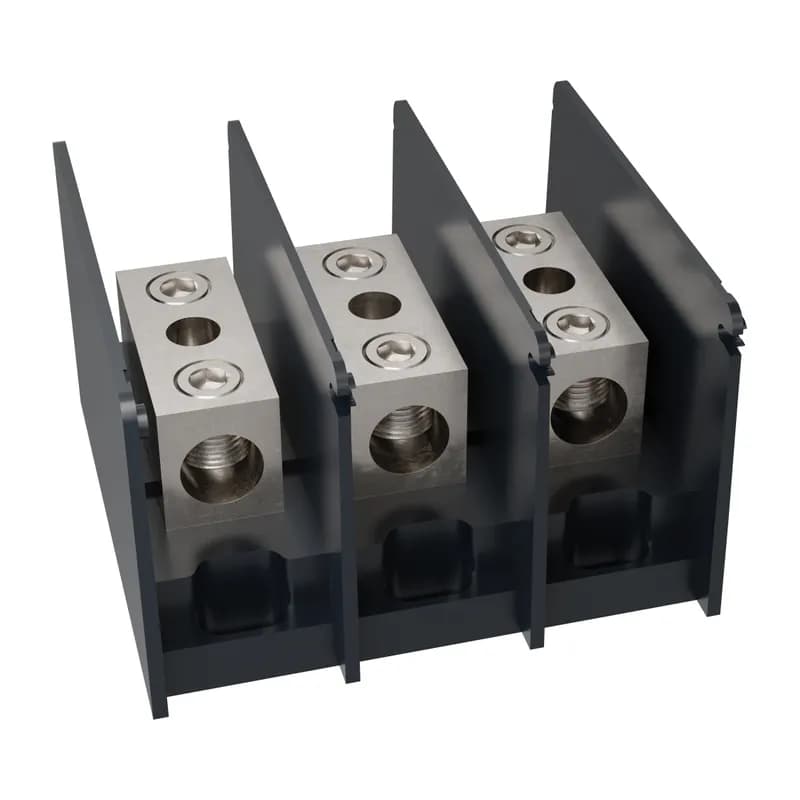 Open-Style PDB UL 1953 1000V 250A Tin-plated Aluminum - 310A 3-Pole 1 - 1 openings; 350-#6 --- 350-#6 Box to Box