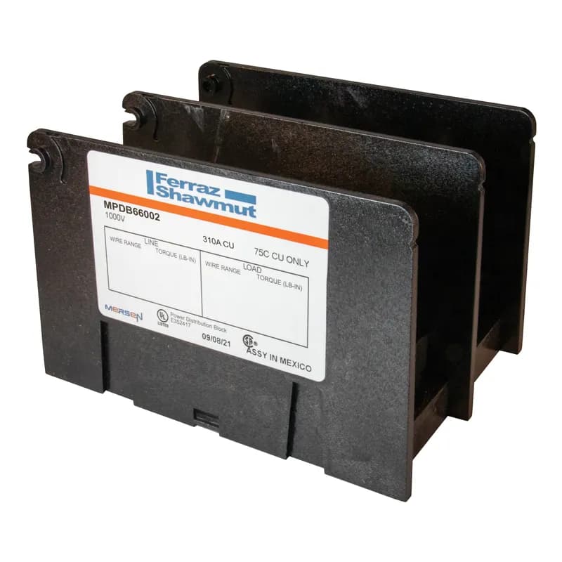 Open-Style PDB UL 1953 1000V Tin-plated Copper - 310A 2-Pole 1 - 1 openings; 350-#6 --- 350-#6 Box to Box