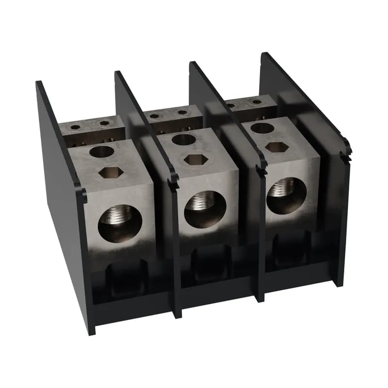 Open-Style PDB UL 1953 1000V 310A Tin-plated Aluminum - 380A 3-Pole 1 - 4 openings; 500-#4 --- 2/0-#14 Box to Box
