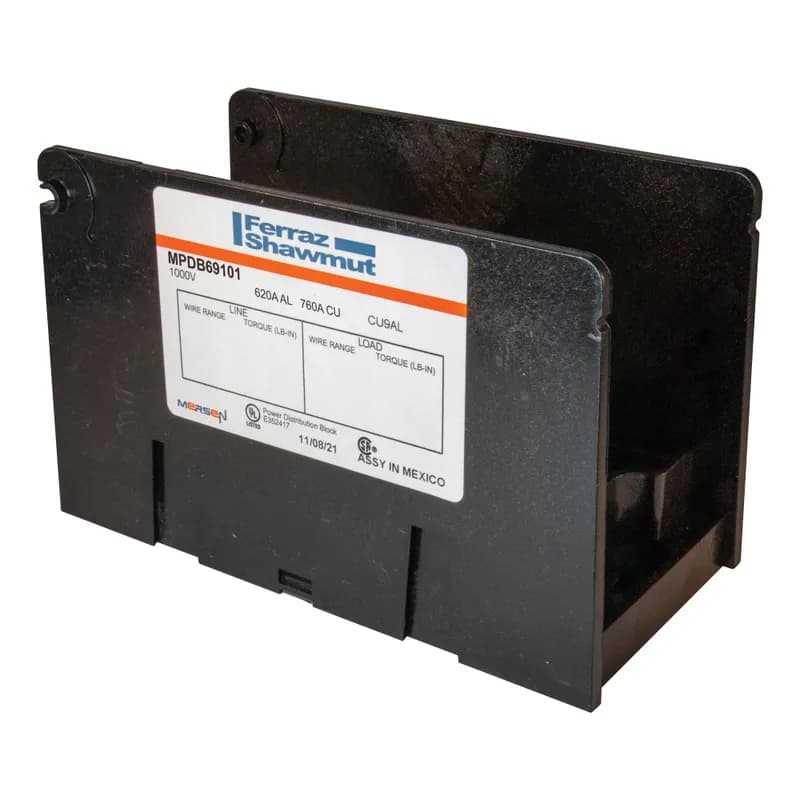 Open-Style PDB UL 1953 1000V 620A Tin-plated Aluminum - 760A 1-Pole 2 - 6 openings; 500-#4 --- 2/0-#14 Box to Box