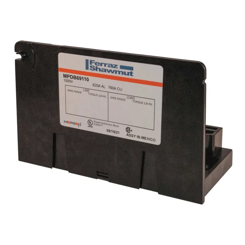 Open-Style PDB UL 1953 1000V 620A Tin-plated Aluminum - 760A Adder 2 - 12 openings; 500-#4 --- #4-#14 Box to Box