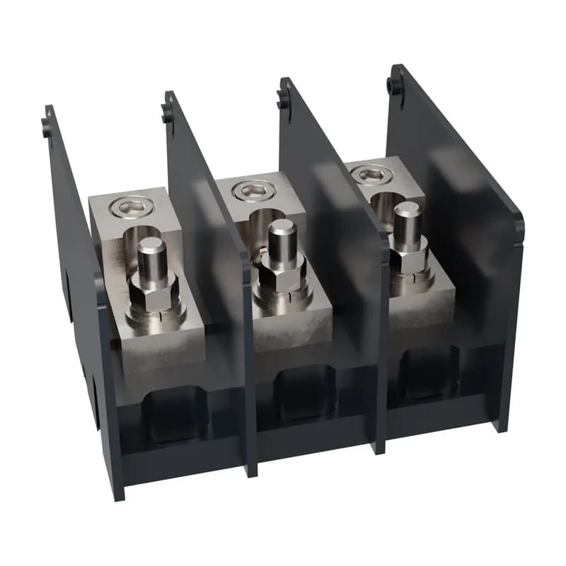 Open-Style PDB UL 1953 1000V 250A Tin-plated Aluminum - 310A 3-Pole 1 - 1 openings; 350-#6 --- 3/8-16 x 1 Box to Stud