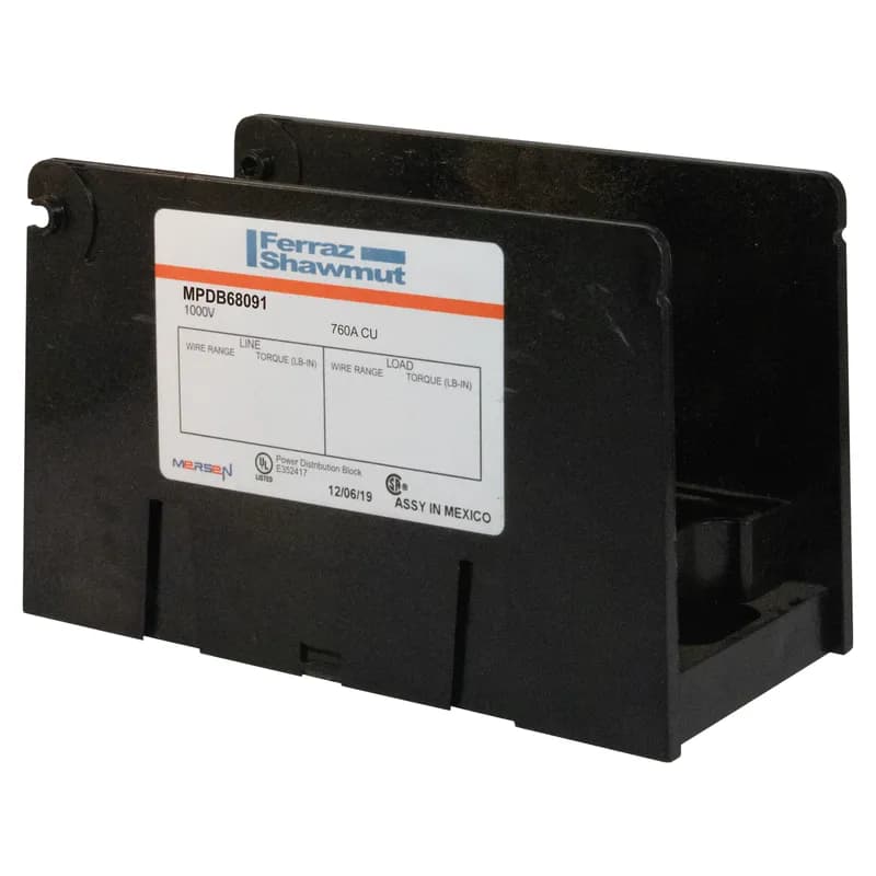 Open-Style PDB UL 1953 1000V Tin-plated Copper - 760A 1-Pole 2 - 2 openings; 500-#4 --- 500-#4 Box to Box