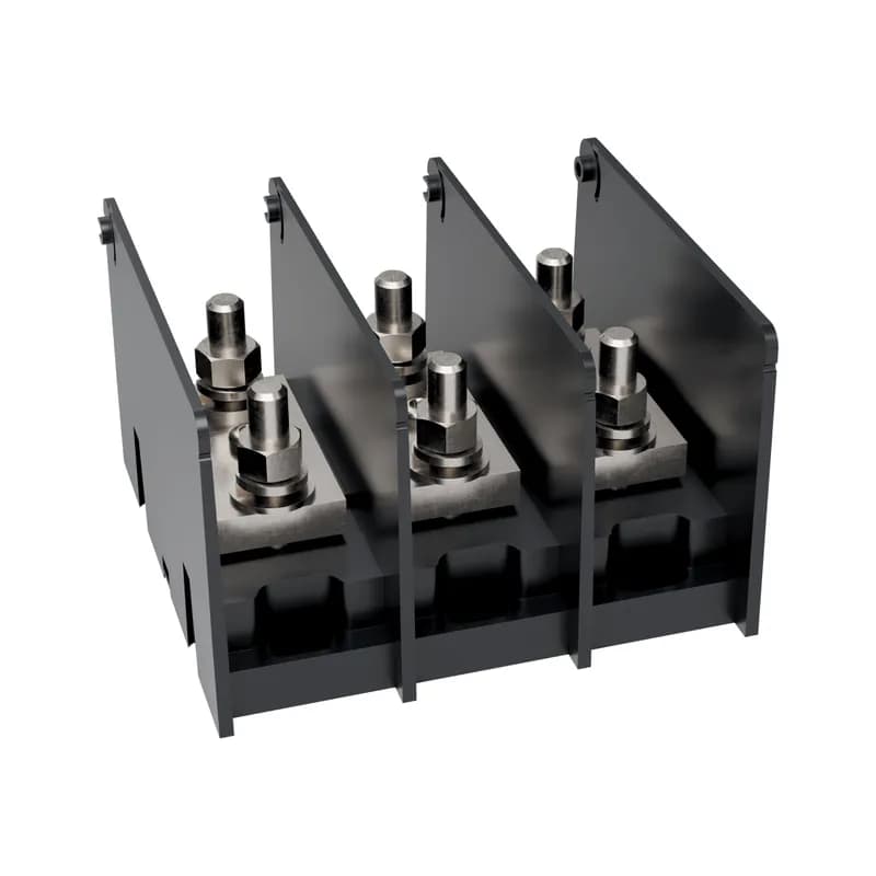 Open-Style PDB UL 1953 1000V Tin-plated Copper - 400A 3-Pole 1 - 1 openings; 3/8-16 x 1-1/8 -- 3/8-16 x 1-1/8 Stud to Stud