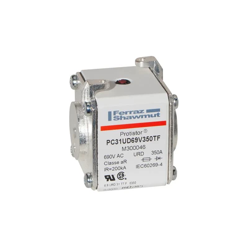 Square Body High-Speed Fuse Protistor® Size 31 aR 690VAC IEC 700VAC UL 350A With Striker Flush ends metric threads