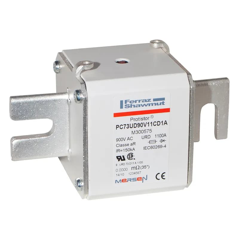 Mersen M300575 - Square Body High-Speed Fuse Protistor® Size 73 aR 900VAC IEC 1000VAC UL 1100A With Striker DIN 110 Blades