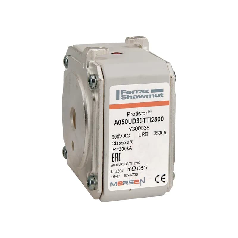 Square Body High-Speed Fuse Protistor® Size 33 aR 450VAC IEC 500VAC UL 2500A With Striker Flush ends UNC threads