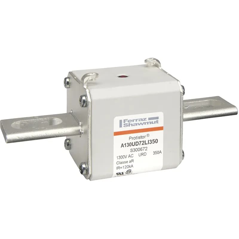 Square Body High-Speed Fuse Protistor® Size 72 aR 1250VAC IEC 1300VAC UL 350A With Striker Slotted Blades long