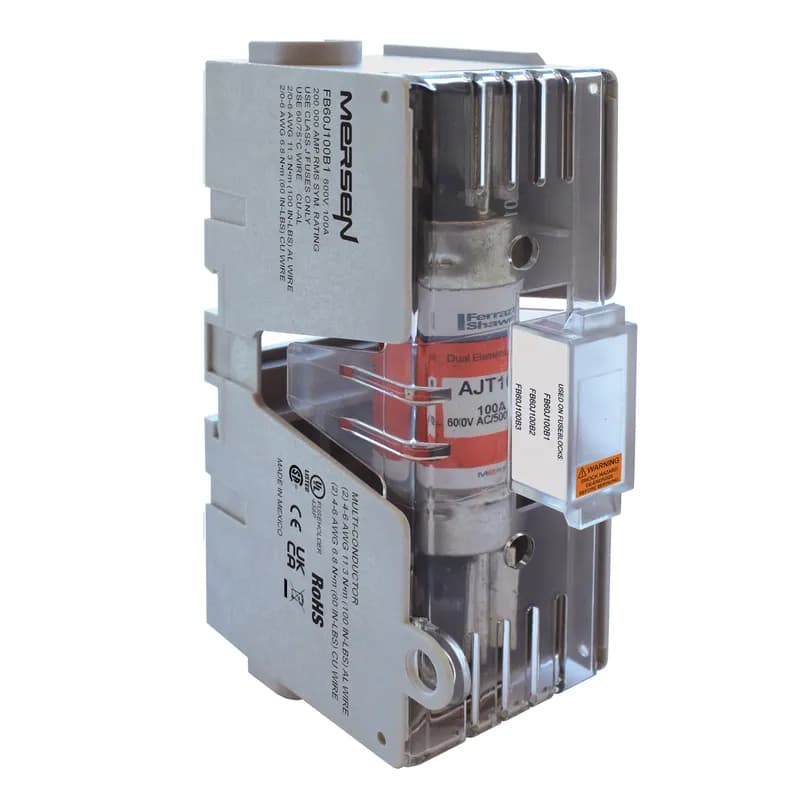 Fuse Block 600VAC 600VDC Class J 100A 1-Pole Box