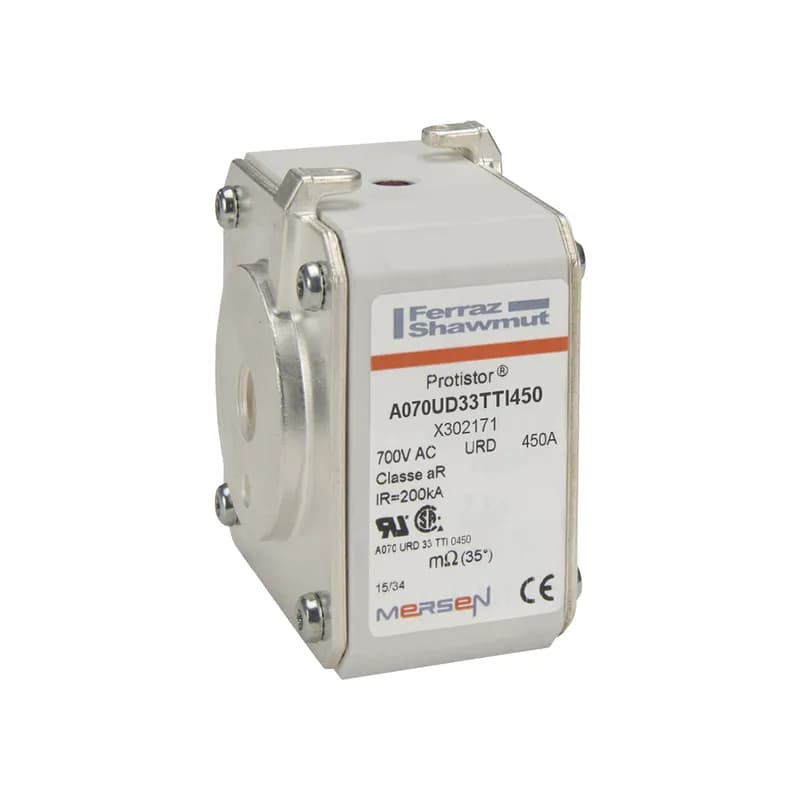 Square Body High-Speed Fuse Protistor® Size 33 aR 690VAC IEC 700VAC UL 450A With Striker Flush ends UNC threads